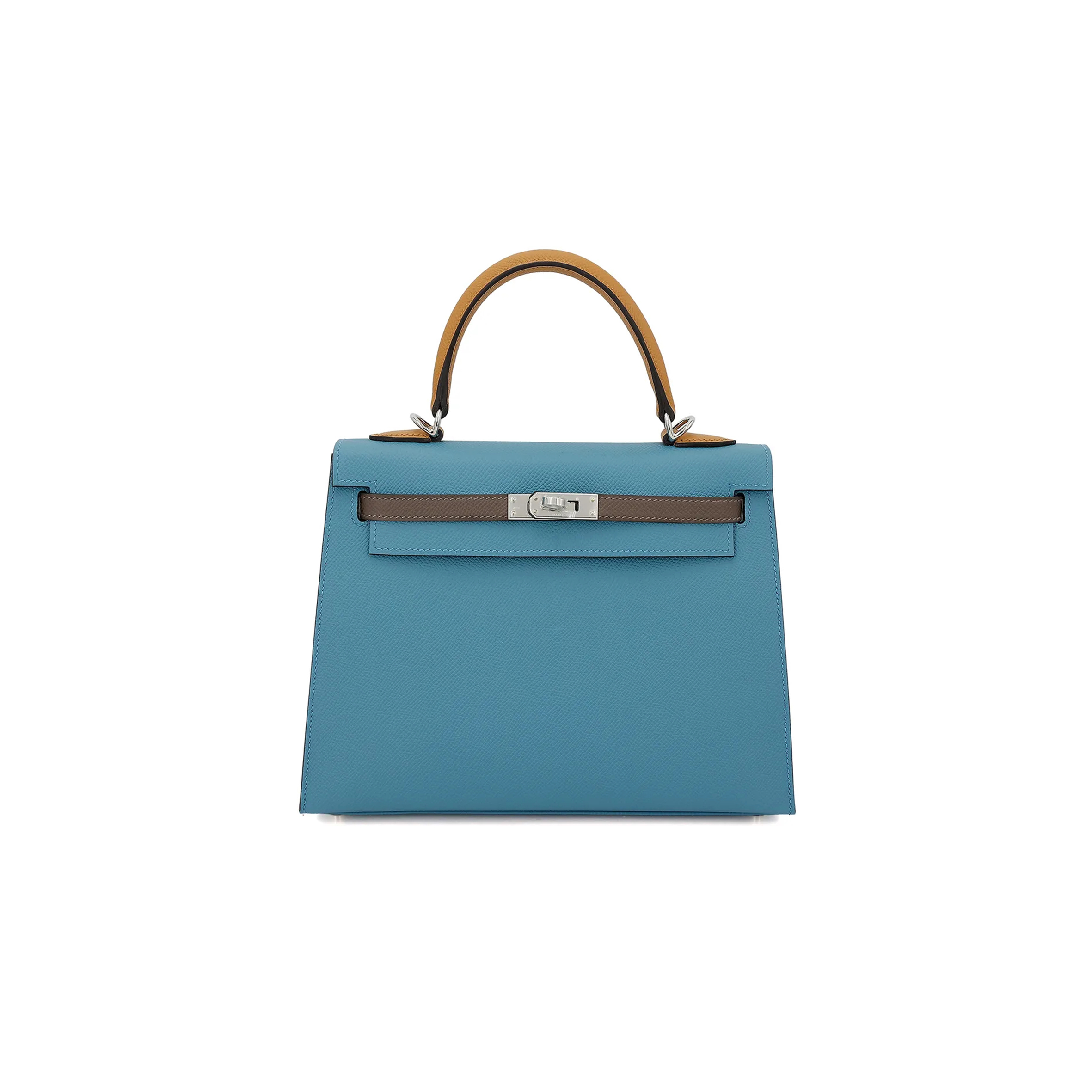 h**mes master kelly 25 bark color 2s sesame De*1m blue epsom silver buckle (25*17*7cm)